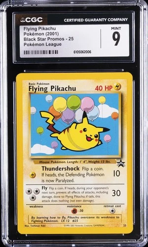2001 POKEMON BLACK STAR PROMOS POKEMON LEAGUE #25 FLYING PIKACHU CGC 9