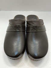 Leon Leather Wooden Clogs Mules Brown Men 9 EU 42 Women 11