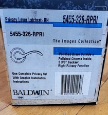 Baldwin 5455-326-RPRI Privacy Lever Latchset RH. w/2 Door Handle Polished Color