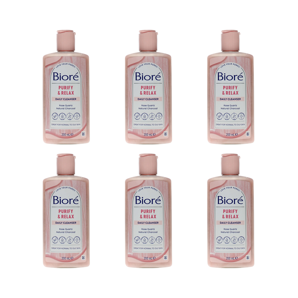 2x Biore Purify & Relax Rose Quartz + Charcoal Daily Face Wash Cleanser 200ml - Image 7