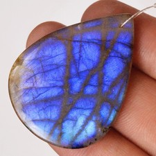 58Cts Natural Labradorite Cab Front Drill Jewelry Making Gemstone 41x31 mm L389