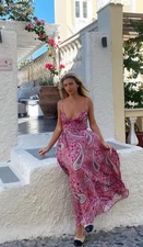 Tigerlily Dress Size AU/UK 14 US 10 Maxi Pink Paisley Strappy Romantic