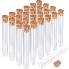 HNYYZL 25Pcs Clear Plastic Test Tubes with Cork Stoppers, 15x100mm 10ml, Good Se