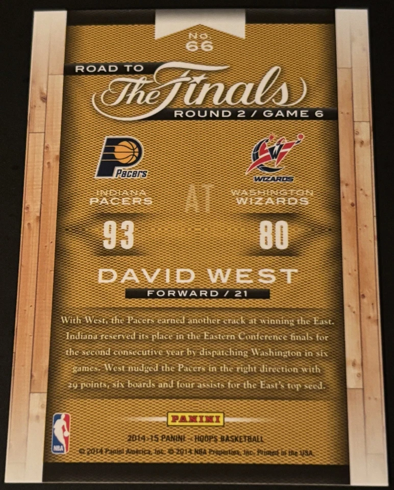 Aros de la NBA Camino a las Finales 2014-15/999 David West #66, Indiana Pacers Foto 2 de 3