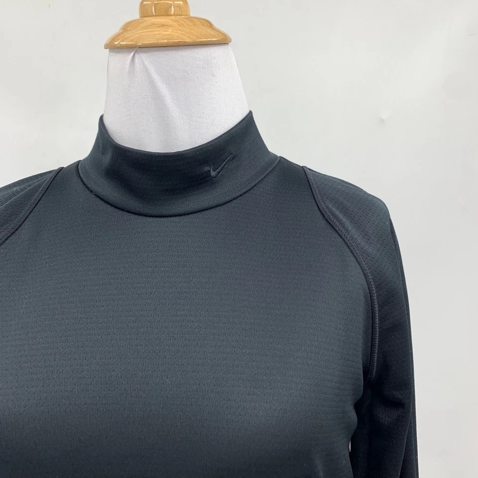 Camisa de golf Nike para mujer XS extra pequeña negra Dri Fit cuello falso manga larga elástica Foto 3 de 4