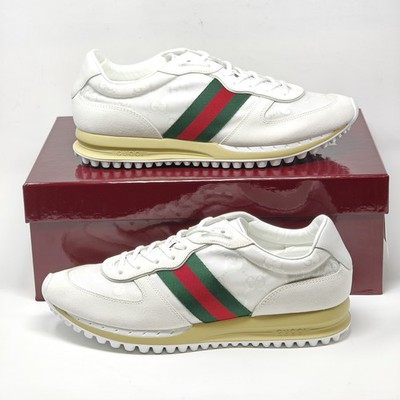 Gucci Ace Web Re Motion White Suede Sneaker 832461 UK 10 US 10,5 EUR 44 1625G