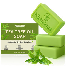 3PCS Tea Tree Soap, Purifying Body Soap Bar with Tea Tree Oil  Coconut Oil, Gen