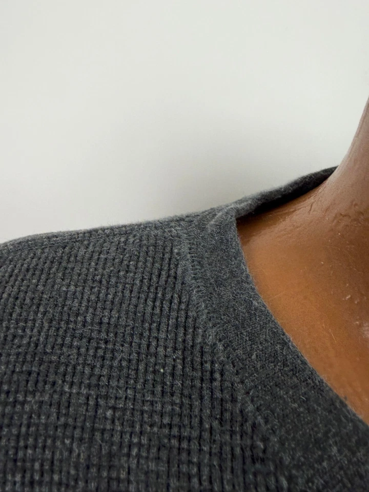 Vintage Waffle-Knit Henley Shirt Men XL Stretchy Thermal Heavy Cotton Charcoal - Image 3 of 4