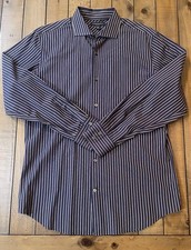 Banana Republic Mens Blue Striped Large 16-16.5 Slim Fit Dress Shirt