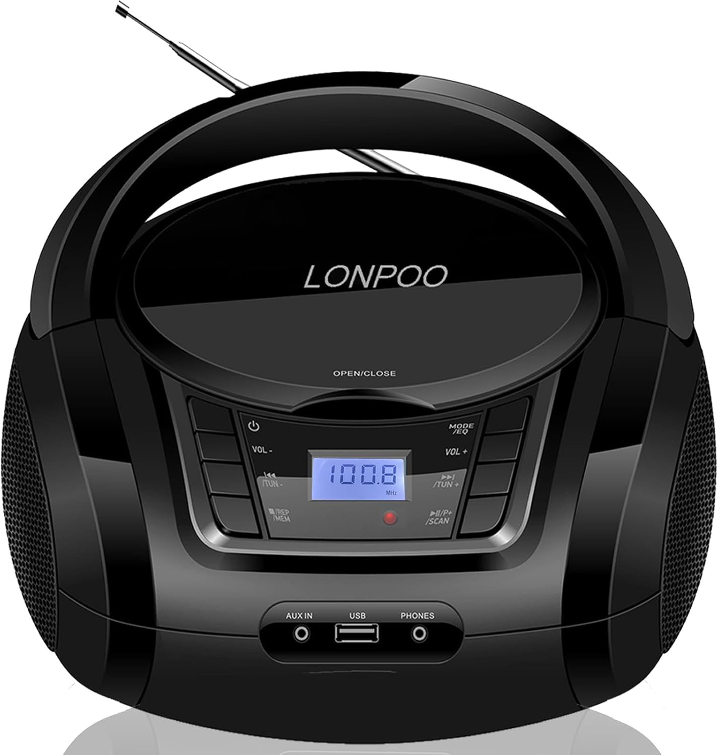 Boombox Stereo Portatile Bluetooth con Lettore CD e Radio FM - Audio USB