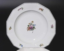 Großer Gourmetteller NYMPHENBURG Porzellan Form "Perl" blau Streublümchen Ø 32cm