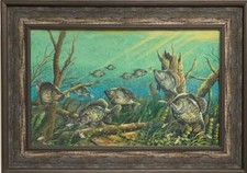 Ray Mertes Crappie Patrol Fishing Art Print-Framed 27 x 19