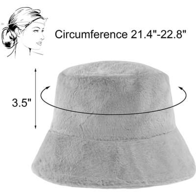 Plush Fluffy Bucket Hat Women Warm Lining Winter Faux Fur  display picture 2
