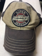 Vintage Chevrolet Super Service Tan/Blue white/red stripes adjustable buckle