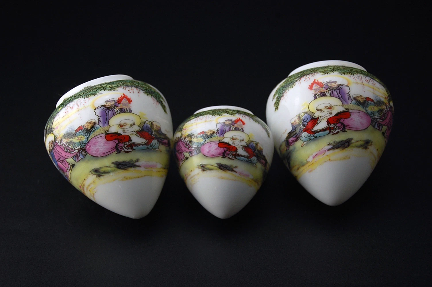 Large Vintage Porcelain Bird Feeders Bowls Cups for Chinese Bamboo Bird Cage