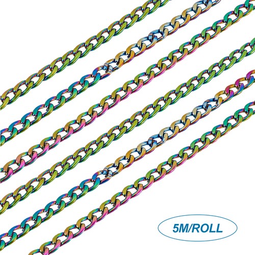 16FT/Roll Stainless Steel Curb Chains Unwelded Colorful Twist Links Multi-color - Picture 4 of 8