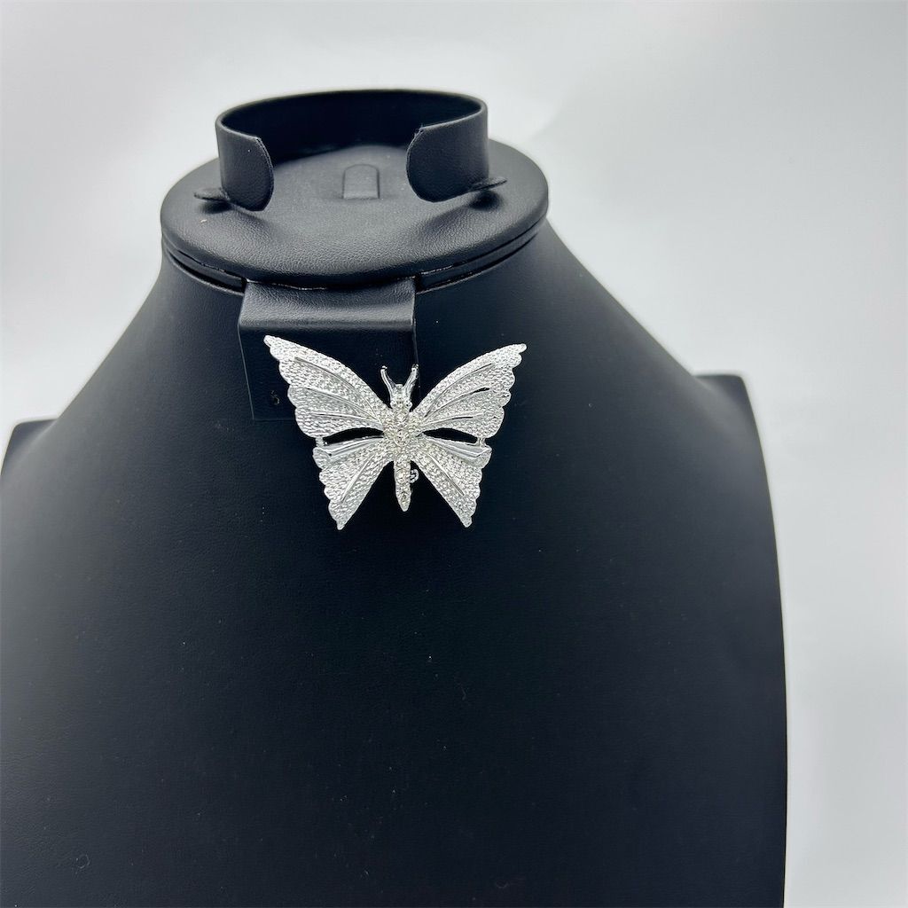 Vintage Gerry's Silver Butterfly Brooch with Clear Rhinestones