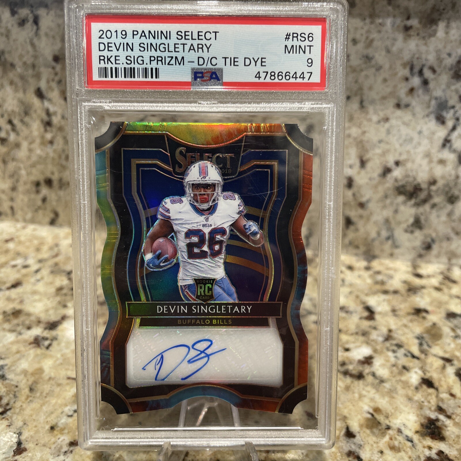 Devin Singletary Panini Select Rookie Signature Prizm #RS6 Die-Cut Tie Dye