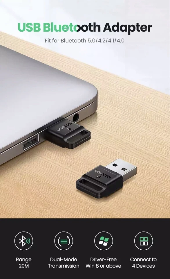UGTEEN(original)USB Bluetooth Adapter 4.0 Wireless Single for PC (Range 20m) - Image 3 of 4