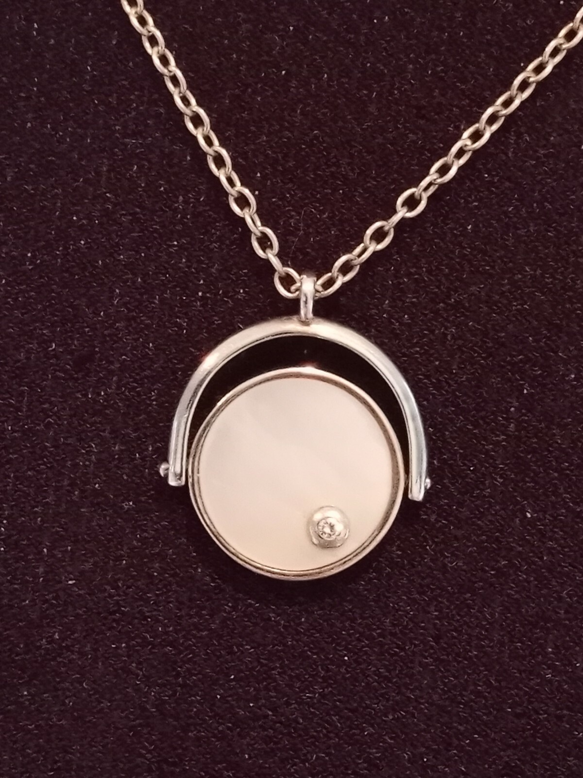 Silpada~ Rare Sterling Silver 925~ Flip A Coin~MOP  Pendant NECKLACE
