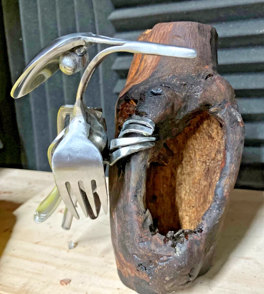 Escultura de metal arte pájaro plata hecha a mano - HECHA A PEDIDO Foto 2 de 4