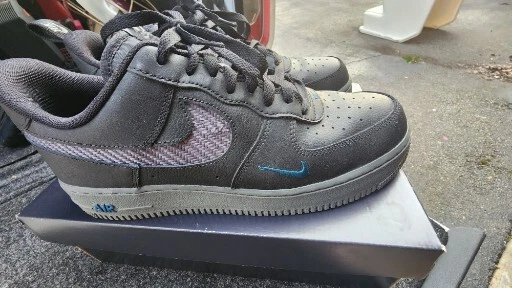 NIKE AIR FORCE 1 07 LV8 J22 CARBON FIBER BLACK-GREY-BLUE SZ 13  [DR0155-002]