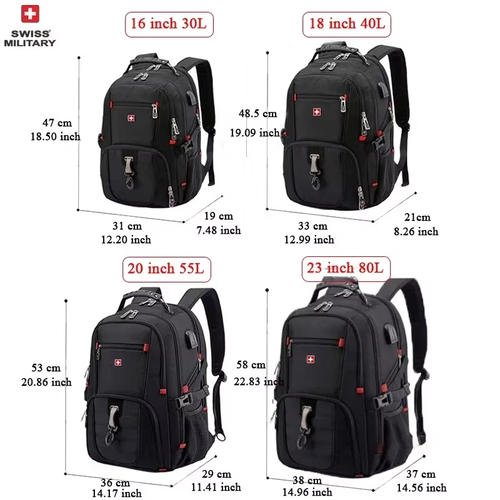 Zaino per laptop SWISS 17" - Borsa da viaggio impermeabile con porta di ricarica USB - Foto 4 di 18