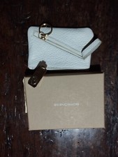 Portamonete Portachiavi Borbonese Vintage Pelle Bianca