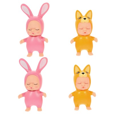  4 Pcs Schlafender Baby-Kuchen-Korb Dessert Topper Backen Babypuppenfiguren