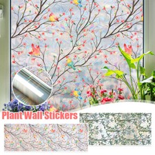 Colorful flowers leaves Window Glass Stickers PVC Removable  Frosted