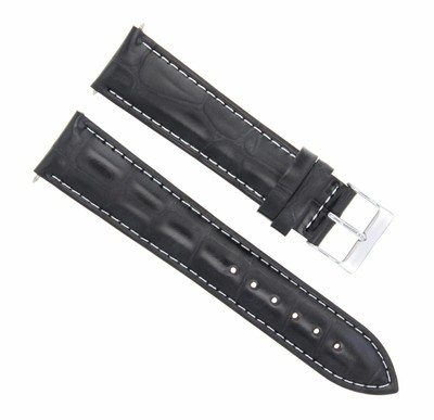 20/16MM LEATHER WATCH BAND STRAP FOR 36MM ROLEX 16013 16233 BLACK WHITE STITCH
