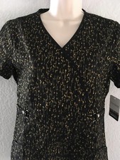  XS Medical Uniform Scrub Cherokee Runway GOLS Black and Gold
