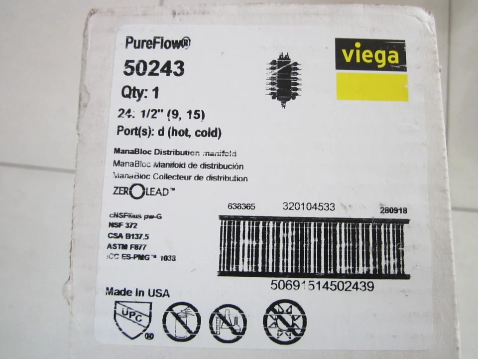 Colector de crimpado Viega 50243 ManaBloc 24 puertos, 1/2 PEX, (9) caliente, (15) frío Foto 2 de 4
