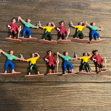 Vintage Lot Of 12 Resin Hard Plastic Pirate Toy Figures 2.75 Buccaneers