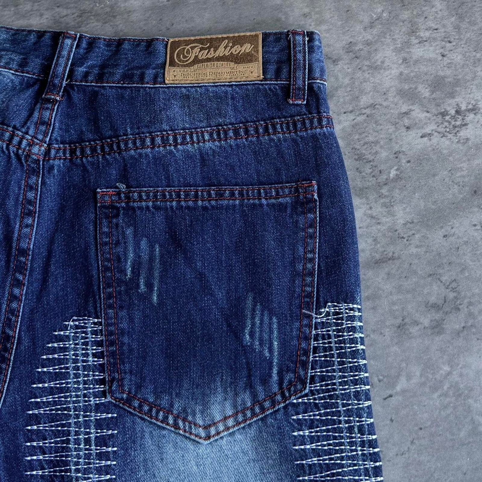 Vintage Y2K Embroidered Patchwork Distressed Grun… - image 3