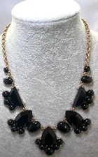 Stunning Kate Spade Gold-Tone Statement Necklace With Black Faceted Stones &...