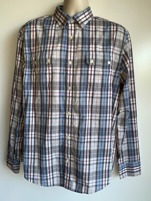 Original PENGUIN Munsing Wear Blue Gray Plaid Button Down