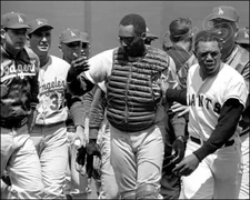 Marichal Roseboro Photo 8X10 Dodgers Giants Mays 1965 #3 