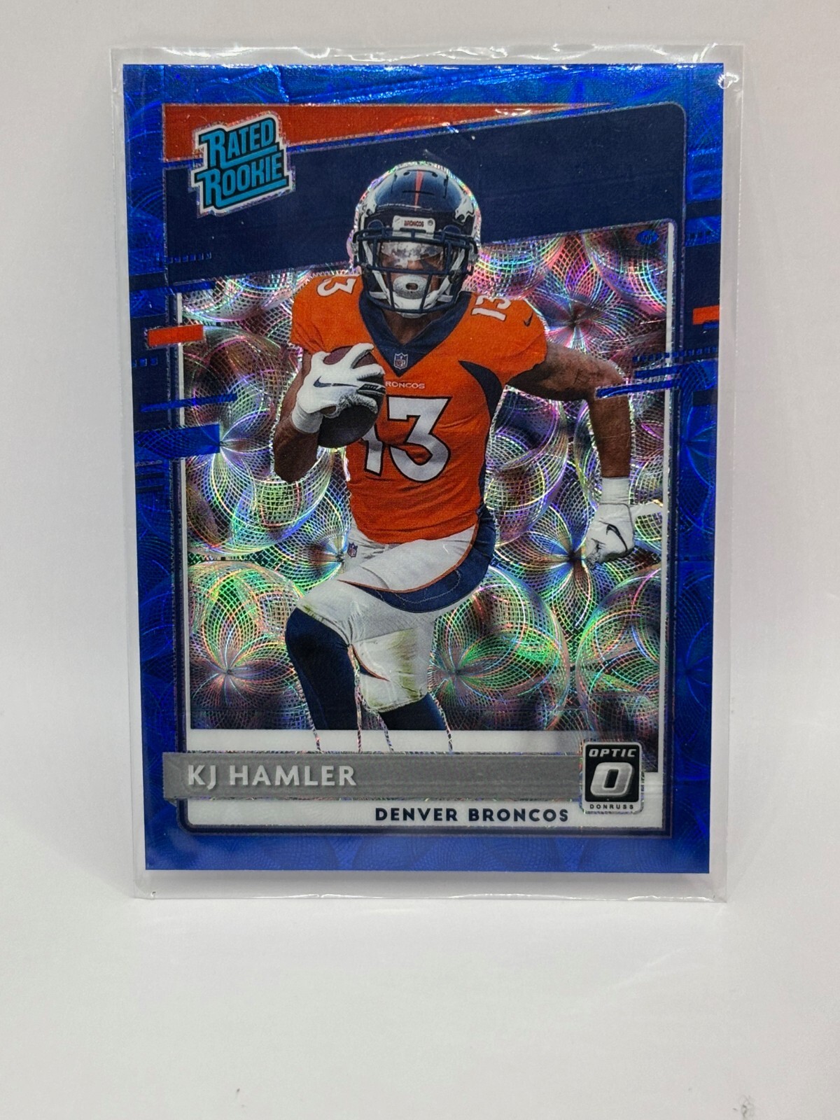 2020 Donruss Optic KJ Hamler RC #170 Blue Scope Prizm HOLO Rated Rookie Broncos