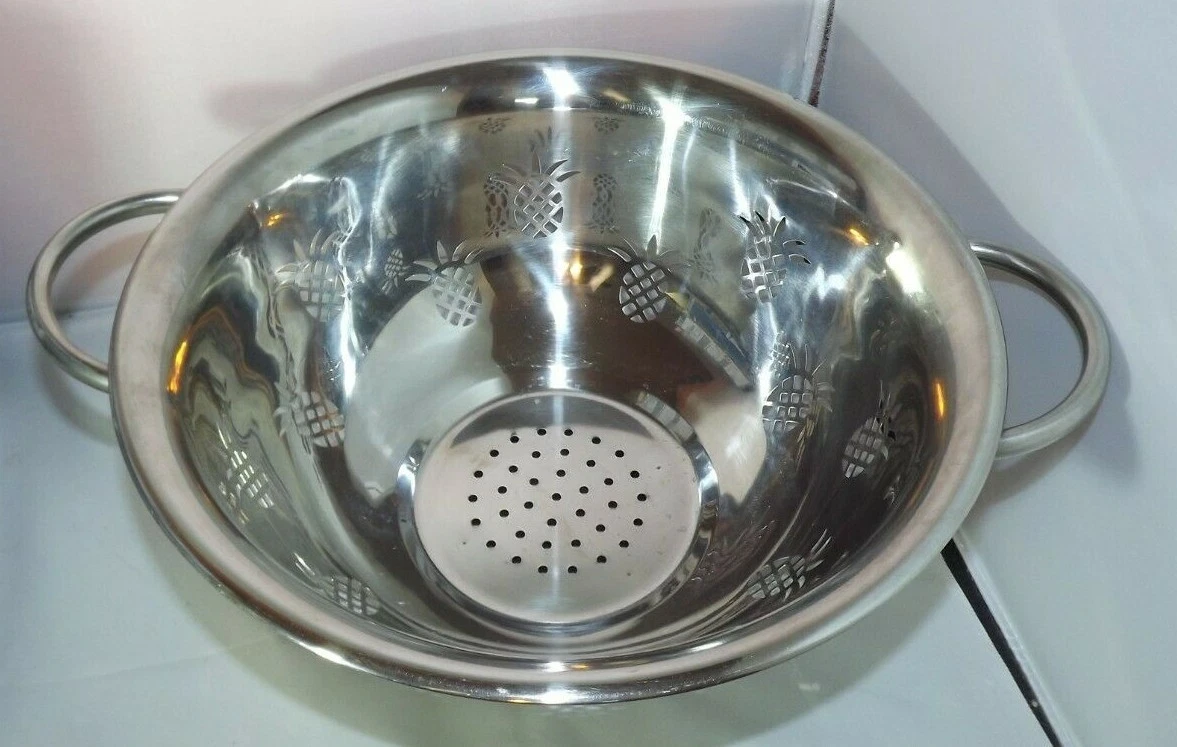 Chefmate PINEAPPLE DESIGN COLANDER STRAINER - STAINLESS STEEL Metal
