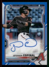 2021 Bowman Chrome Prospect Auto Blue Refractors #CPAJE Jeferson Espinal /150
