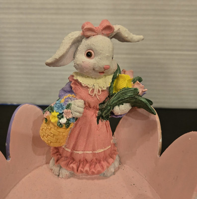 OTC Resin Easter Bunny Figurine in Egg Shell, Freestanding Multicolor