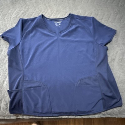 Scrubstar Unisex Medical Scrub Top Navy Blue 3XL Solid Pattern