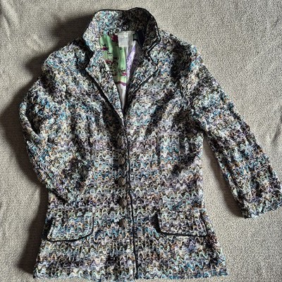 Alberto Makali Loose Stitch Cardigan Sweater Jacket sz Medium Multicolor Lined 