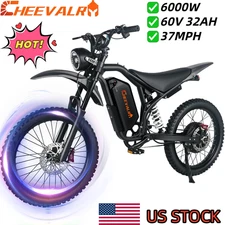 Electric Dirt Bike 20" Fat E-Bike 6000W 60V 32Ah All Terrain E-Motorcycle 37 MPH