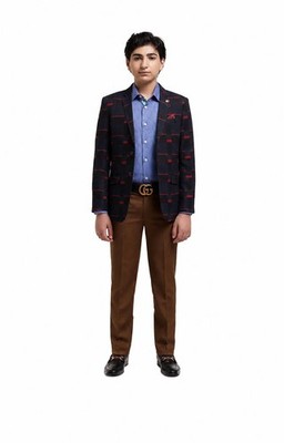 Boy's Slim Fit Checked Blazer by Elie Balleh