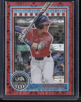 2025 Panini Stars & Stripes USA Baseball #131 Judson Dowell Red Fireworks #/225