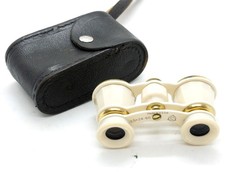 VINTAGE USSR Opera Theatre Pocket BINOCULARS 2 GLASSES 2.5x24-60 Cream Porcelain