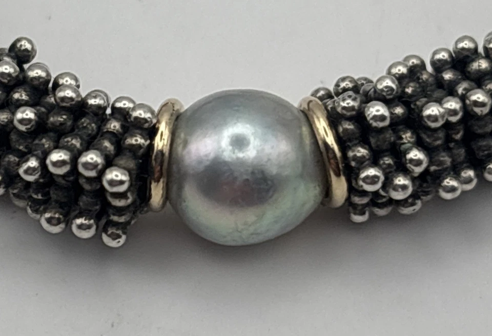 Michael Dawkins Sterling Silver And 14K Gold Toggle Bracelet With Pearl 6.75” - Image 4 of 4