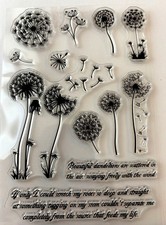 Clear stamp,Floral theme, Dandelions, sentiments, scrapbook, card making, crafts